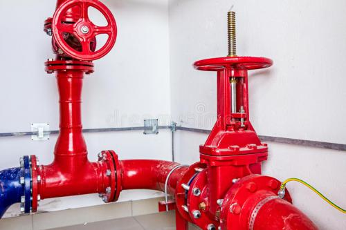water-supply-fire-fighting-system-control-painted-pipeline-industrial-safety-colorful-pipes-valve-red-blue-79433394